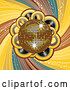Vector Clip Art of Retro Shiny Golden Disco Ball over Records and Swirls by Elaineitalia