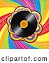 Vector Clip Art of Retro Shiny Vinyl Record Spinning over a Spiraling Rainbow Background by Elaineitalia