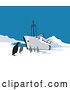 Vector Clip Art of Retro Ship with Penguins in the Arctic by Patrimonio