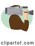 Vector Clip Art of Retro Side View of a Male Cameraman Working in a Green Oval by Patrimonio