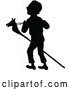 Vector Clip Art of Retro Silhouetted Boy with a Stick Pony by Prawny Vintage