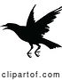 Vector Clip Art of Retro Silhouetted Crow Flying by Prawny Vintage