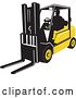 Vector Clip Art of Retro Silhouetted Forklift Operator by Patrimonio