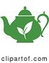 Vector Clip Art of Retro Silhouetted Green Tea Pot with White Leaves by Vector Tradition SM