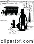 Vector Clip Art of Retro Silhouetted Guy and Moving Van by Prawny Vintage