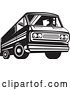 Vector Clip Art of Retro Silhouetted Guy Driving a Van by Patrimonio