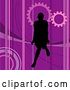 Vector Clip Art of Retro Silhouetted Lady on a Purple Background by Dero