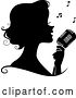 Vector Clip Art of Retro Silhouetted Lady Singing into a Microphone by BNP Design Studio