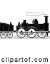 Vector Clip Art of Retro Silhouetted Steam Train and Workers by Prawny Vintage