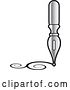 Vector Clip Art of Retro Silver Fountain Pen Nib Drawing Swirls by Lal Perera