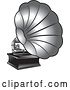 Vector Clip Art of Retro Silver Gramophone by Lal Perera