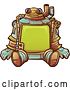 Vector Clip Art of Retro Sitting Steampunk Robot with a Frame Body by BNP Design Studio