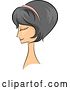 Vector Clip Art of Retro Sketched Asian Lady in Profile, with Her Hair in a Bob 50s Style by BNP Design Studio