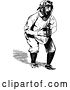Vector Clip Art of Retro Sketched Baseball Player Catcher by Prawny Vintage