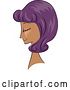 Vector Clip Art of Retro Sketched Black Lady in Profile, with Her Hair in a Purple 50s Style by BNP Design Studio