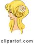 Vector Clip Art of Retro Sketched Blond White Lady in Profile, with Her Hair in a Long 50s Style by BNP Design Studio