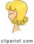 Vector Clip Art of Retro Sketched Blond White Lady in Profile, with Her Hair in a Short Curly 50s Style by BNP Design Studio