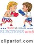 Vector Clip Art of Retro Sketched Caricature of Donald Trump Vs Hillary Clinton in a Boxing Match by Patrimonio