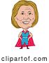 Vector Clip Art of Retro Sketched Caricature of Hillary Clinton in a Super Hero, Wrestler or Luchero Cape by Patrimonio