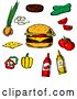 Vector Clip Art of Retro Sketched Cheeseburger and Ingredients by Vector Tradition SM