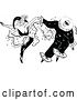 Vector Clip Art of Retro Sketched Clown Couple Dancing by Prawny Vintage
