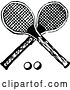Vector Clip Art of Retro Sketched Crossed Tennis Racket and Ball Design by Prawny Vintage