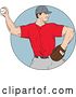 Vector Clip Art of Retro Sketched Drawing Male Baseball Player Pitching in a Circle by Patrimonio