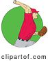 Vector Clip Art of Retro Sketched Drawing Male Baseball Player Pitching in a Green Circle by Patrimonio