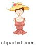 Vector Clip Art of Retro Sketched Female Mannequin with a Sun Hat and Bustier Dress by BNP Design Studio