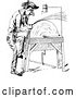 Vector Clip Art of Retro Sketched Guy Sharpening an Axe by Prawny Vintage