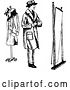 Vector Clip Art of Retro Sketched Guy Trying on a Coat by Prawny Vintage