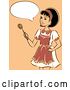 Vector Clip Art of Retro Sketched Housewife Wearing an Apron, Talking and Holding a Spoon by BNP Design Studio