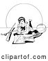 Vector Clip Art of Retro Sketched Lady with Sports Equipment by Prawny Vintage