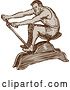 Vector Clip Art of Retro Sketched Male Athlete Exercising on a Rowing Machine by Patrimonio