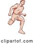 Vector Clip Art of Retro Sketched or Engraved Barefoot Male Marathon Runner by Patrimonio