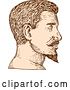 Vector Clip Art of Retro Sketched or Engraved Brown and Tan Profiled Guy's Face with a Goatee by Patrimonio