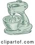 Vector Clip Art of Retro Sketched or Engraved Green Kitchen Mixer by Patrimonio