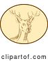 Vector Clip Art of Retro Sketched or Engraved Red Stag Deer Buck in a Brown and Tan Oval by Patrimonio
