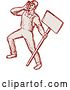 Vector Clip Art of Retro Sketched or Engraved Shouting Union Worker Holding a Sign by Patrimonio