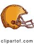 Vector Clip Art of Retro Sketched Orange Football Helmet by Patrimonio