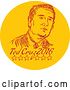 Vector Clip Art of Retro Sketched Portrait of Ted Cruz, Republican Residential Candidate, in a Circle over Text by Patrimonio