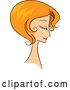 Vector Clip Art of Retro Sketched Red Haired White Lady in Profile, with Her Hair in a Short 50s Style by BNP Design Studio