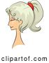 Vector Clip Art of Retro Sketched Senior White Lady in Profile, with Her Hair in a 50s Style Pony Tail by BNP Design Studio