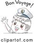 Vector Clip Art of Retro Sketched White Boy Wearing a Sailor Hat and Waving Under Bon Voyage Text by BNP Design Studio