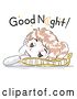 Vector Clip Art of Retro Sketched White Girl Resting Her Head on a Pillow and Saying Good Night by BNP Design Studio