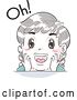 Vector Clip Art of Retro Sketched White Kid Saying Oh in Surprise by BNP Design Studio
