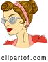 Vector Clip Art of Retro Sketched White Lady with a 50s Rockabilly Rosie Hairstyle and Butterfly Glasses by BNP Design Studio