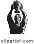 Vector Clip Art of Retro Sketched Worker Holding up Championship Trophy Cup by Patrimonio