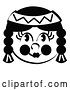 Vector Clip Art of Retro Smiling Native American Indian Girl's Face, Her Hair in Braids, Wearing a Headband by Andy Nortnik