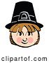 Vector Clip Art of Retro Smiling Pilgrim Boy Wearing a Black Hat by Andy Nortnik